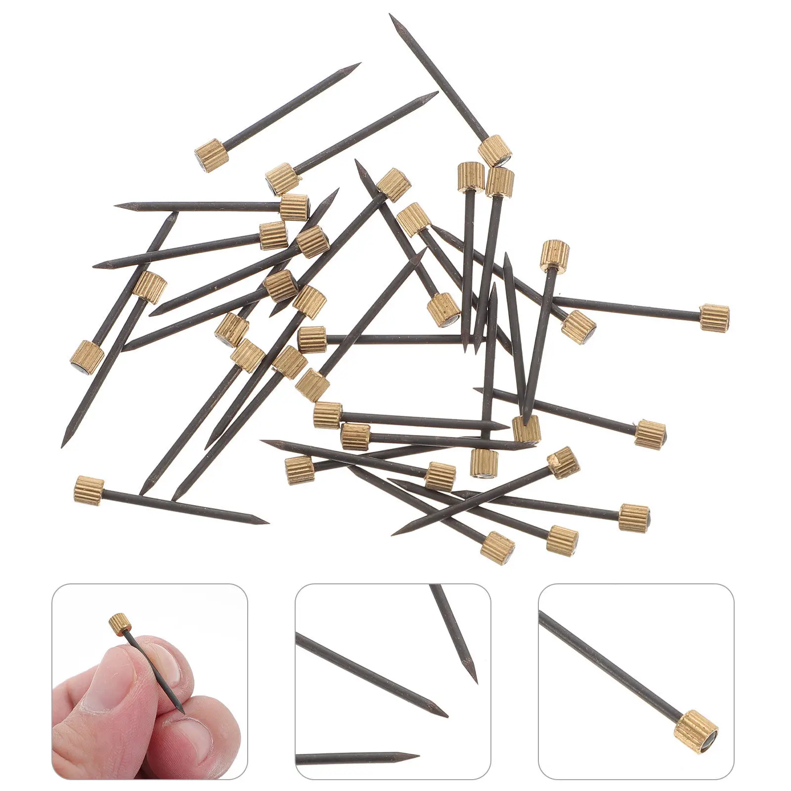 50Pcs Copper Nail Assortment Kit Reusable Iron Nails for Picture Hanging Furniture Decoration Cork Board Mounting DIY Crafts