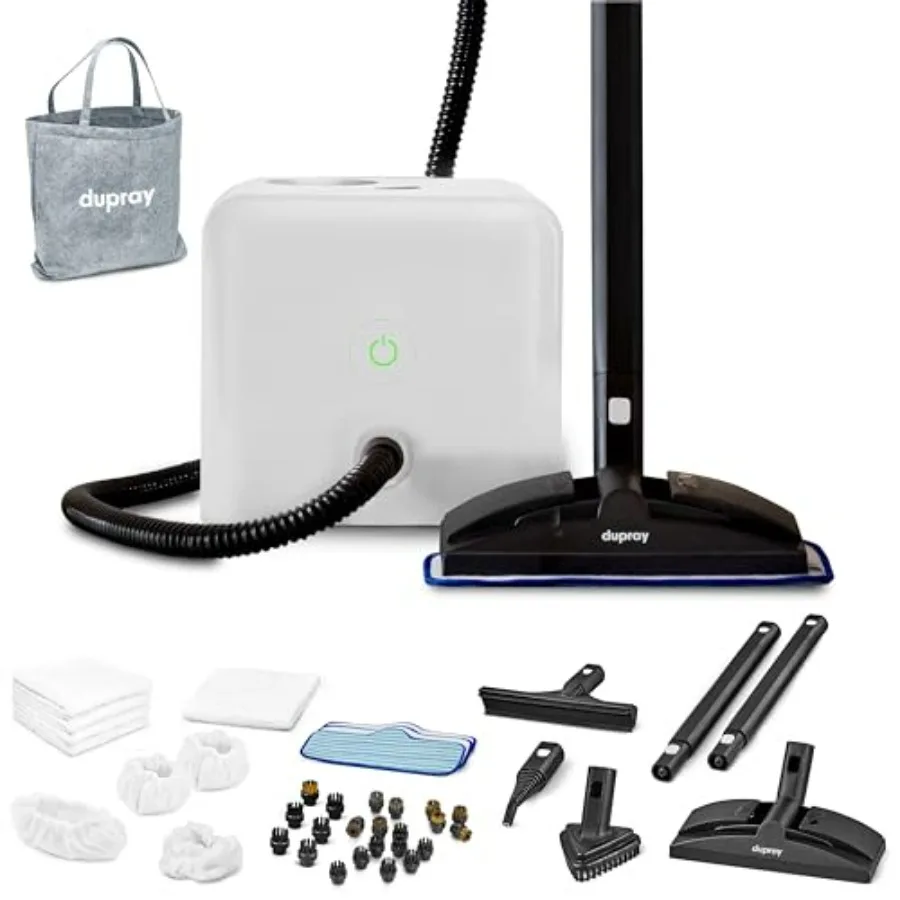 

Neat Steam Cleaner for Floors Grout Upholstery, Stainless Steel, White, Chemical-Free Cleaning with 40-Piece Kit 99.9 Bacteria/