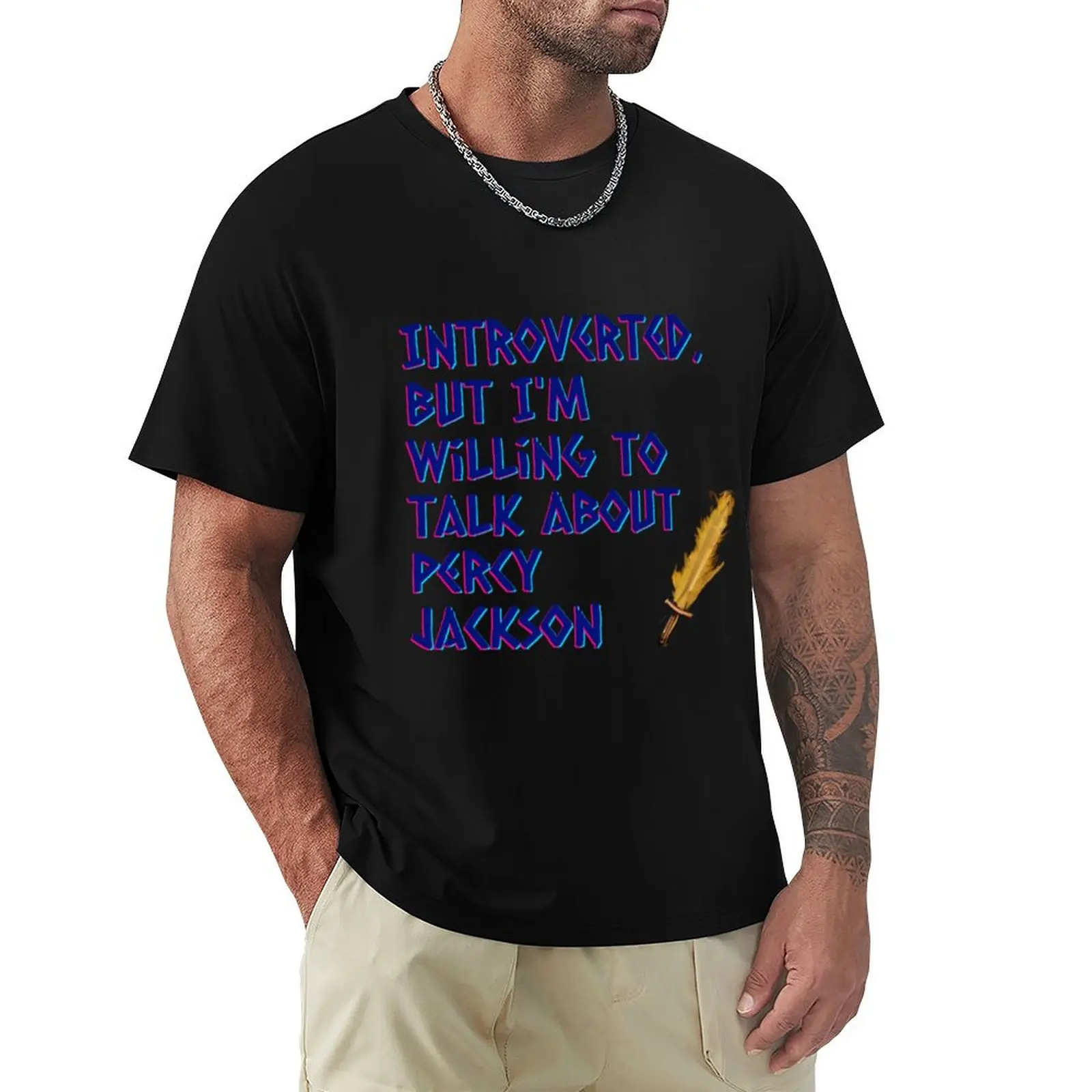 Introverted but willing to tal about Percy Jackson T-Shirt Casual Pattern Print Tee Shirt