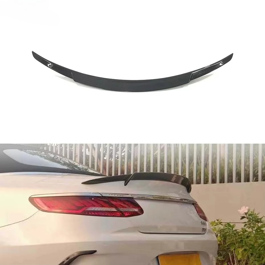 

S-Class C217 W217 S63 S65 Coupe Single Rear Trunk Spoiler Wing Carbon Fiber Polished Finish 2014-