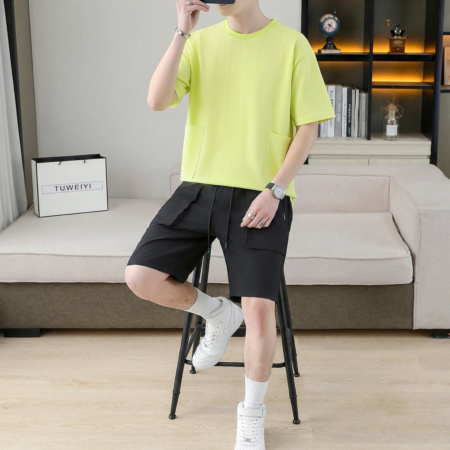 2026 New Men's Silk-Textured Sun Protection Casual Set - Summer Quick-Drying Short-Sleeved Two-Piece Running Set