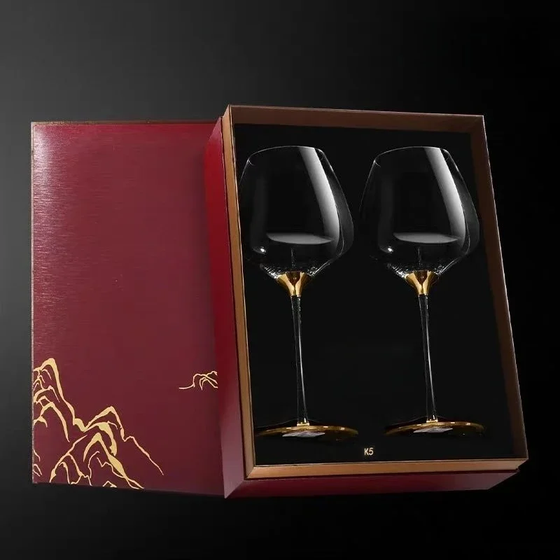 Jiangshan, crystal red wine glass set, handmade high-end red wine tall gift box.