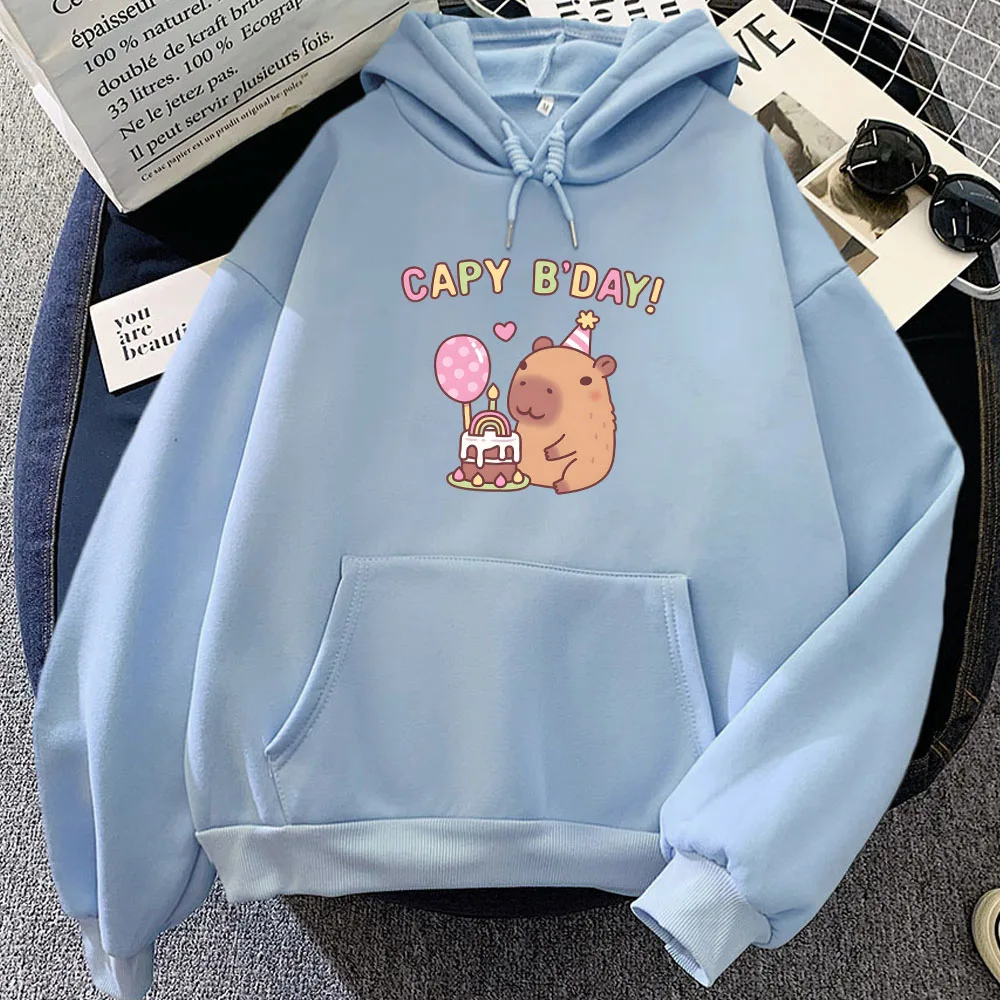 Capybara Capy B'Day Hoodies Sudadera Mujer Long Sleeve Women/Men Sweatshirts Kawaii Cartoon Printing Pullover Girls Casual Hoody