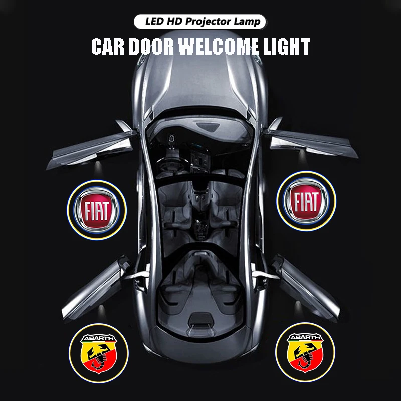 2 قطعة باب السيارة فيات ترحيب أضواء العارض مصابيح اكسسوارات لشركة فيات أبارث 500 تيبو FR الباندا أرجو فريمونت فياجيو برافو #6