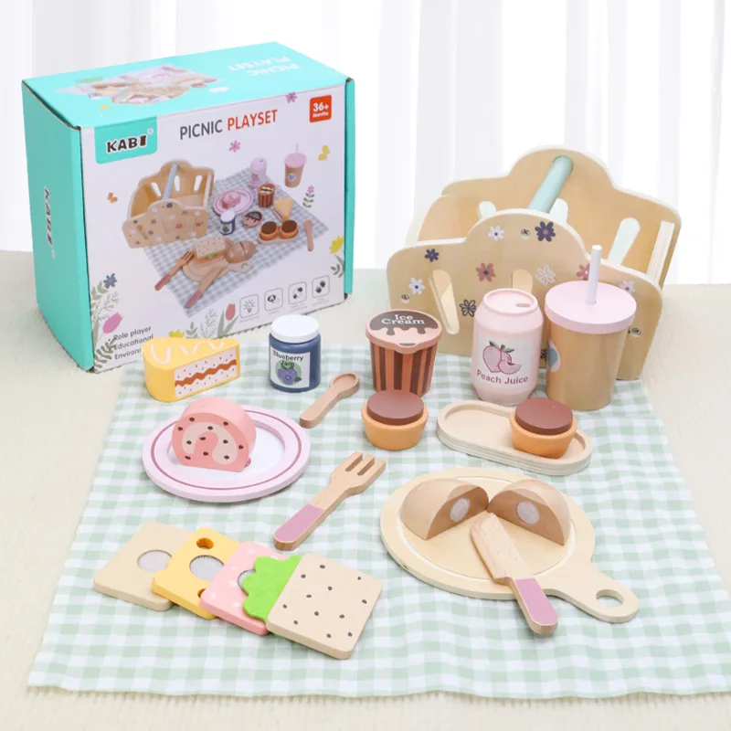 子供用シミュレーションごっこ遊びミニチュア食品ピクニックセットアフタヌーンティーデザートケーキティーケトルカップティーセット女の子のおもちゃ