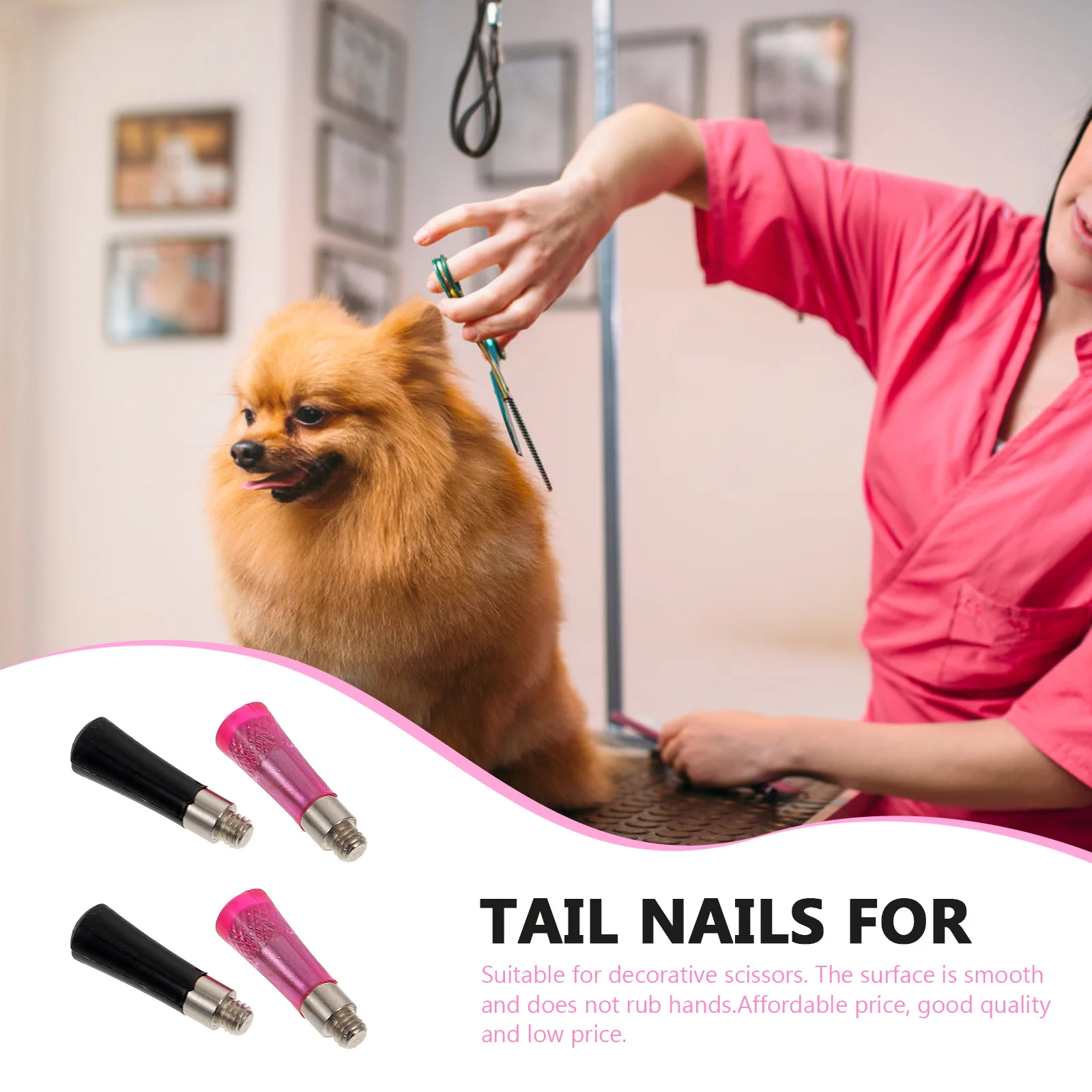 

4Pcs Hair Clipper Finger Rest Stainless Steel Scissor Tail Nails Comfort Grip for Long Time Cutting Scissor