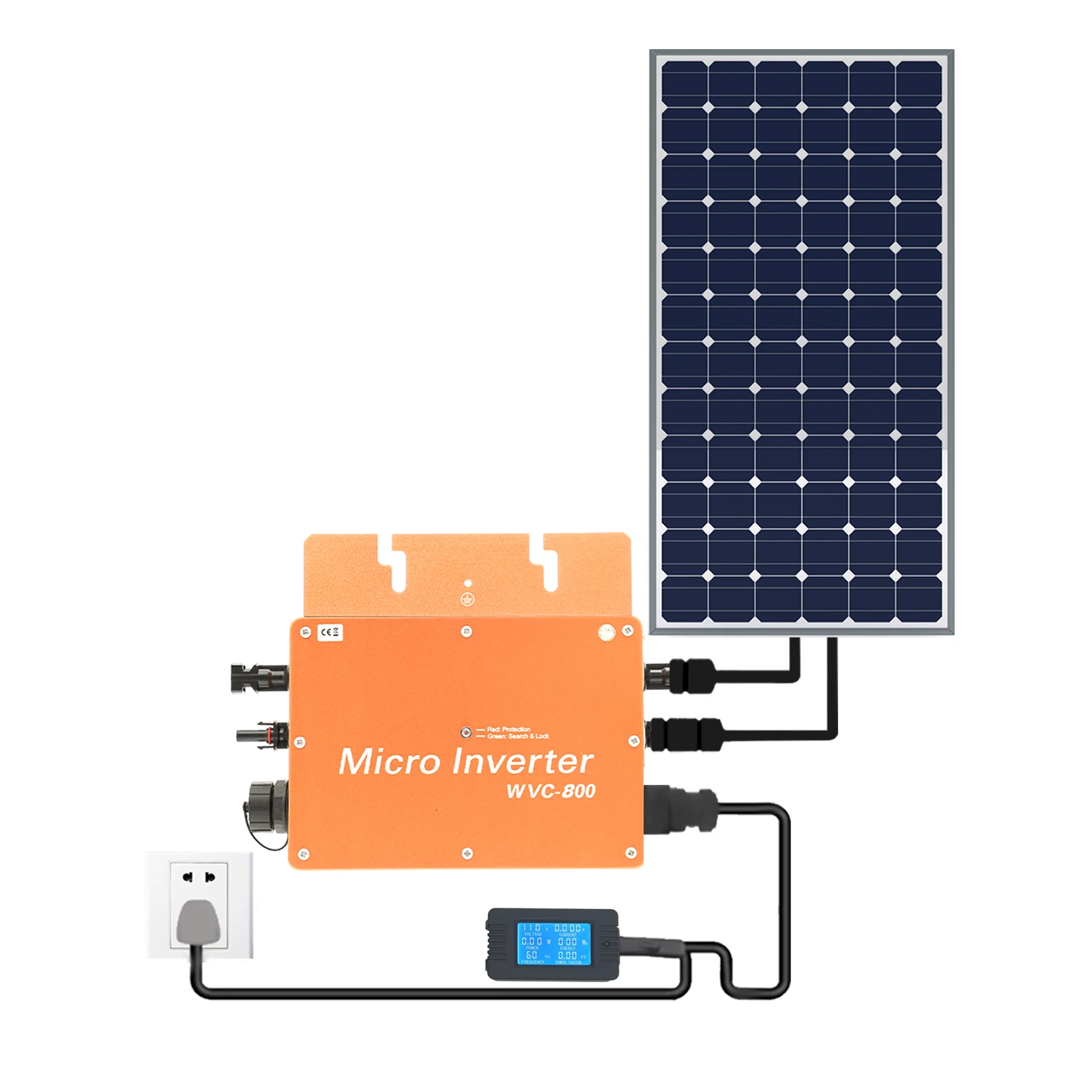 

800W MPPT Grid Tie Micro Solar Inverter 22-50VDC Solar Panel W/LCD Display Screen for 120V or 230V Home Grid Solar Power