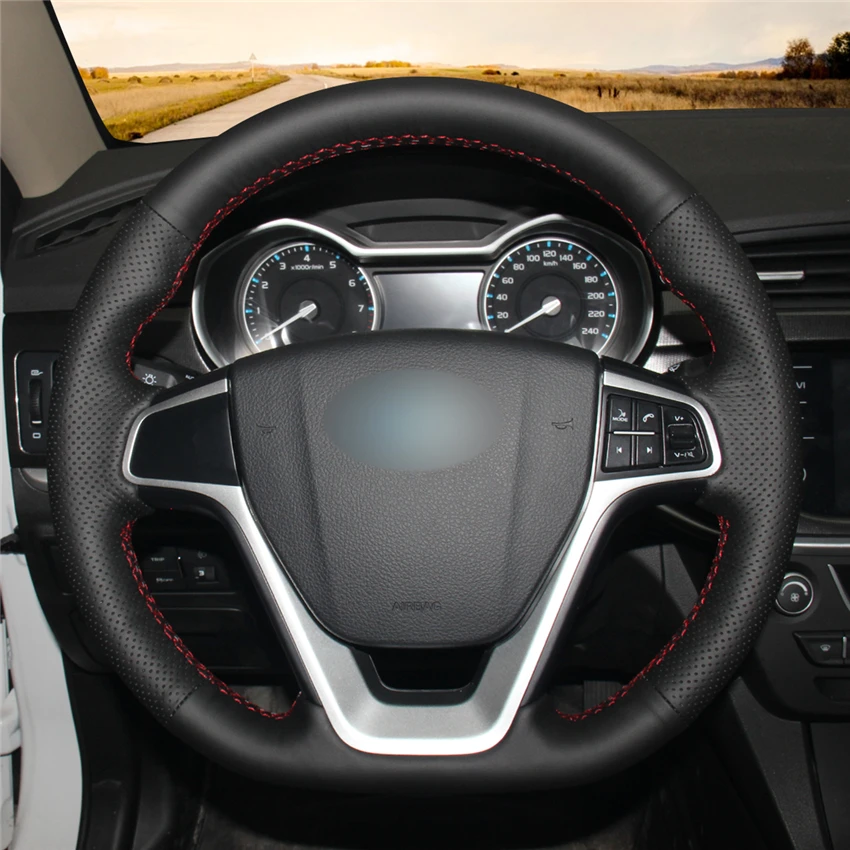 

Нескользящий замшевый чехол на руль автомобиля с ручной вышивкой для Geely EMGRAND GT 2015 2016 2017, аксессуары для интерьера