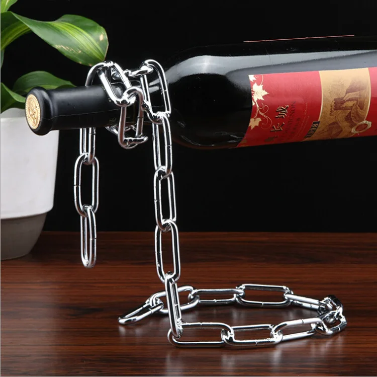 

Magical Suspension iron Chain Wine Racks One Bottle Wine Display Racks Stand Holder Kitchen Dining room cellar Bar Decoration