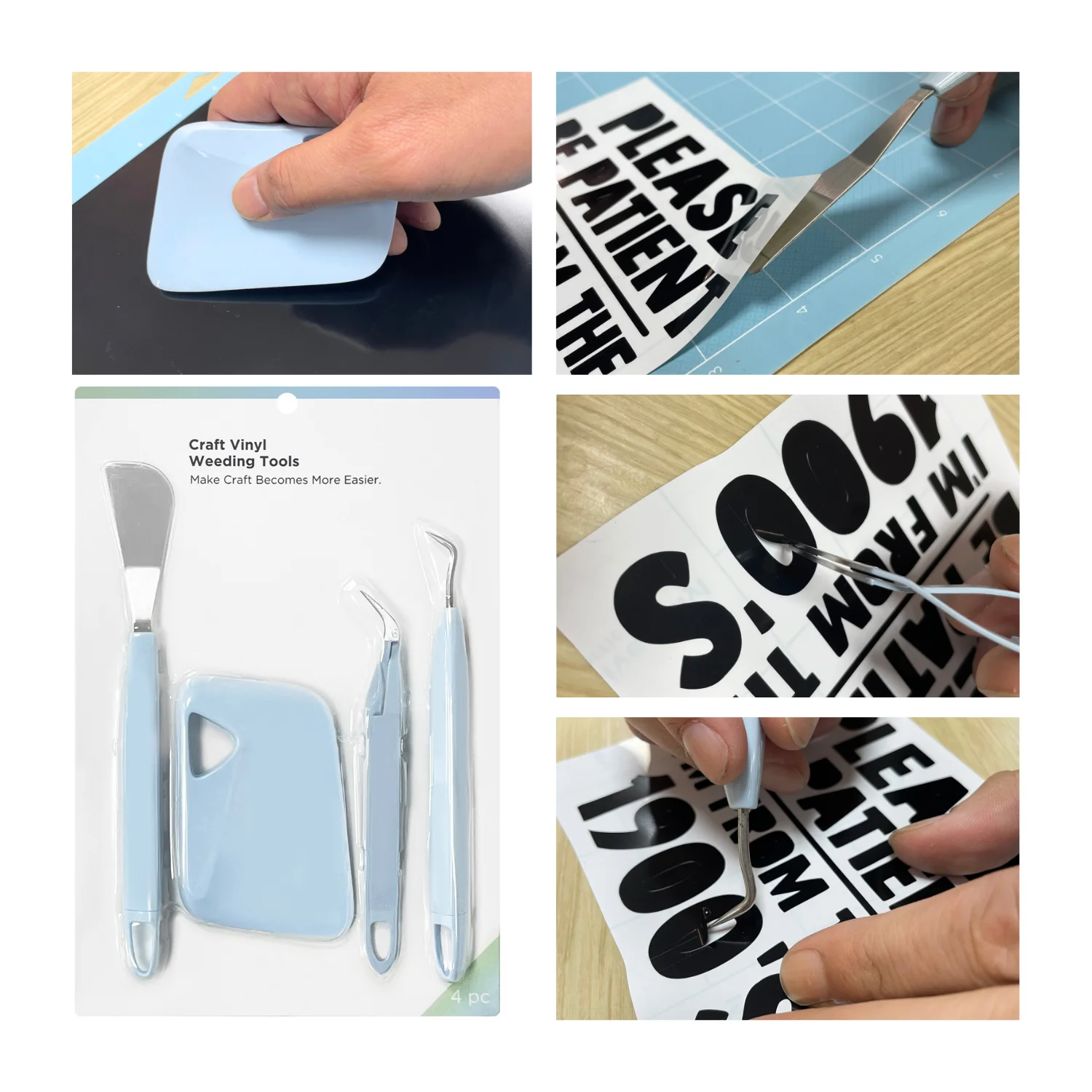 أدوات إزالة الأعشاب الضارة من الفولاذ المقاوم للصدأ ABS، مناسبة لـ Cricut وSilhouette Siser & Oracal، لإزالة الأعشاب الضارة من الفينيل