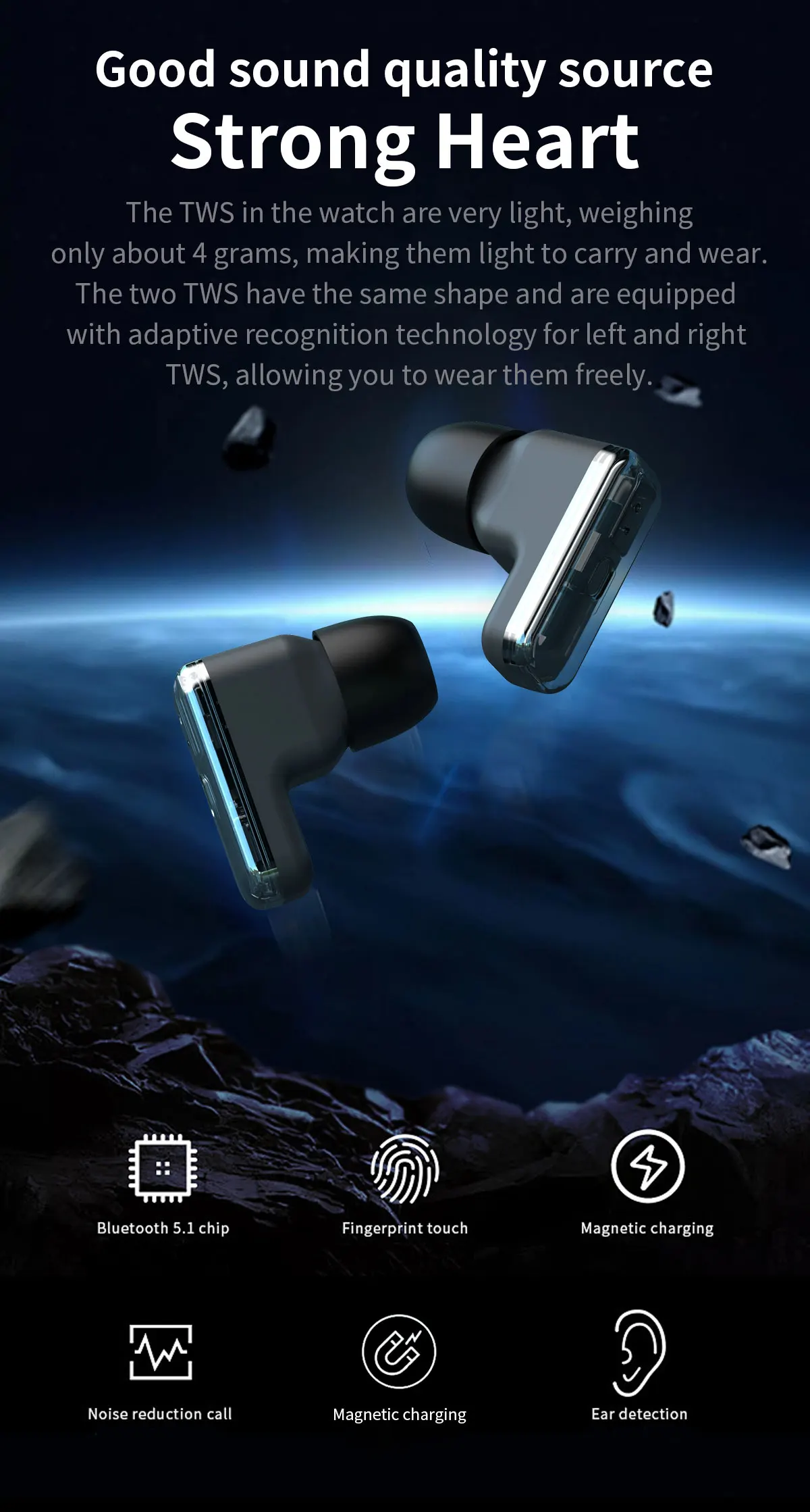 LIGE 2026 Neue TWS 2-in-1 Kopfhörer Smartwatch 1,85 Zoll Bluetooth-Anruf Herren Ohrhörer Smartwatch Herzfrequenz Gesundheitsmonitor Musik-Uhr – Detail 6
