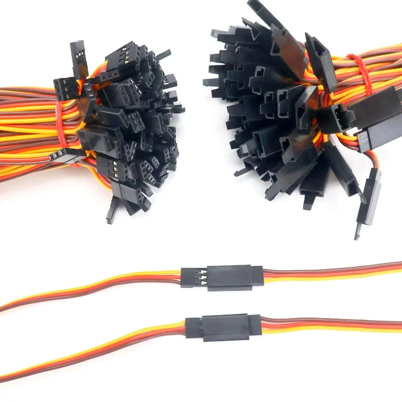 

10Pcs/lot 100 /150 / 200 / 300 / 500 / 1000mm Extension Lead Wire Cable Anti-loose 60 core Servo For RC Futaba JR Male to Female