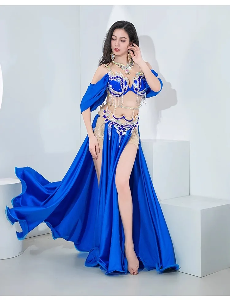 

2024 New Belly Dance Performance Dress with Double Split Splendid Skirt for Oriental Dance Team Competition Performance