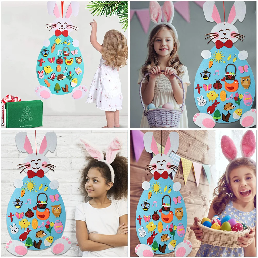 

Easter Bunny Ornaments DIY Felt Craft Hanging Decorations Premium Material Rabbit Wall Art Kids Activity Easter Gifts