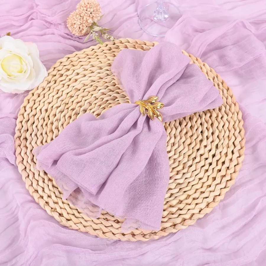 

Lavender Cheesecloth Napkins Bulk Set of 50 20x20 Inch Washable and Reusable Boho Cotton Gauze Purple Cloth Napkins for Wedding