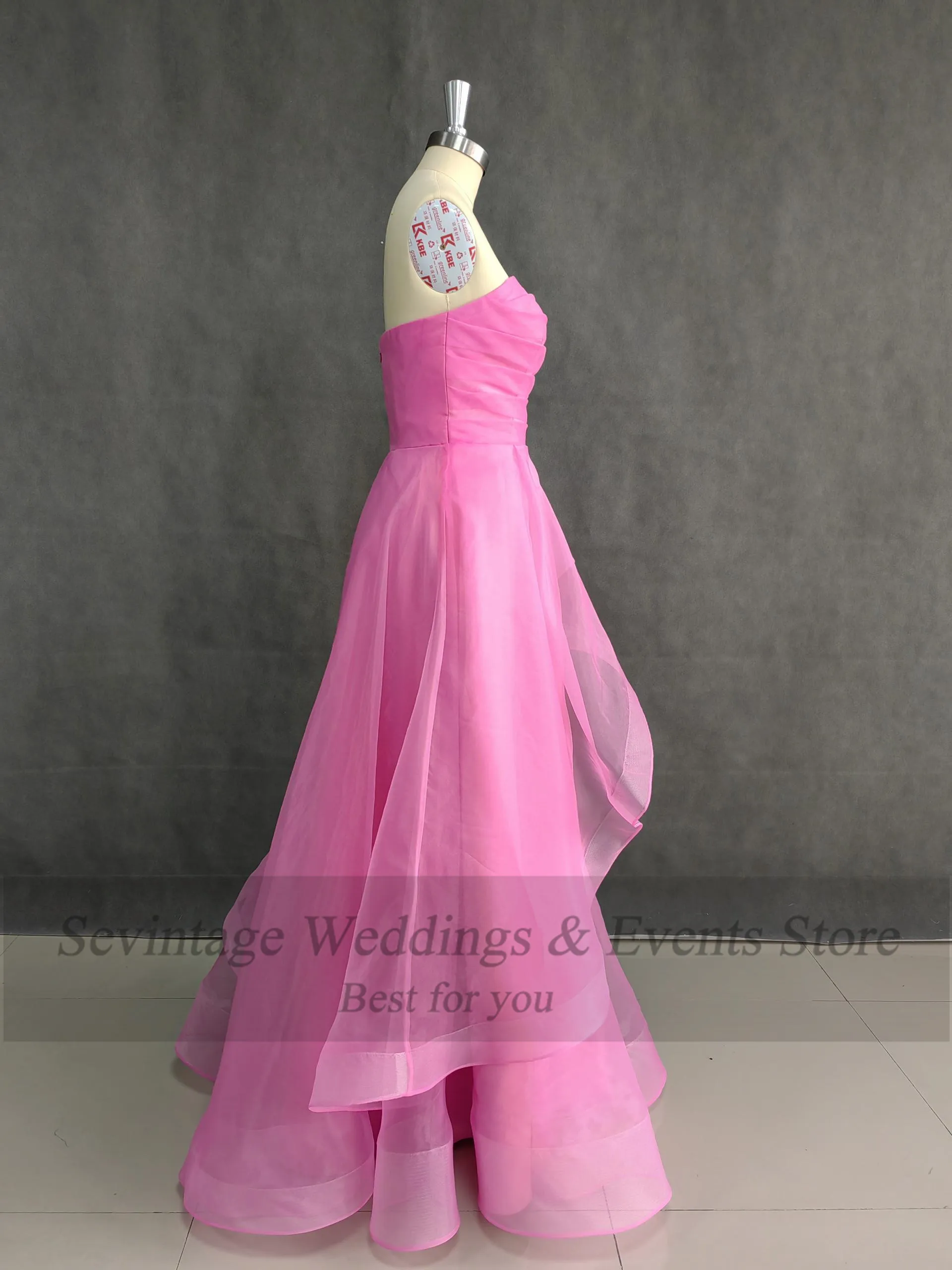 Customized Hot Pink Ruffles Prom Dress Sweetheart Pleated Strapless Floor Length Formal Evening Dress Women Special Party Gowns