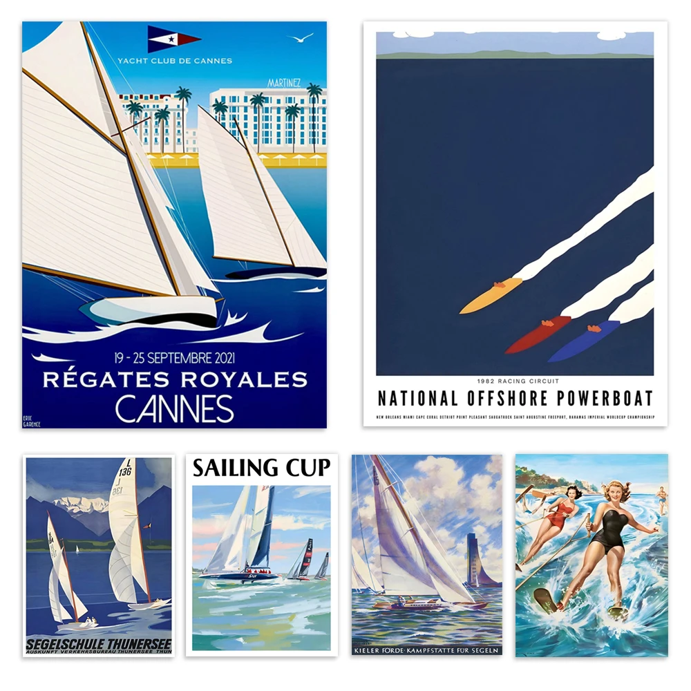 Bay of Hyères Regatta, Lake Turenne, Bernese Oberland, Switzerland, sailing, ocean racing, Cannes Cote d'Azur, yachting poster,