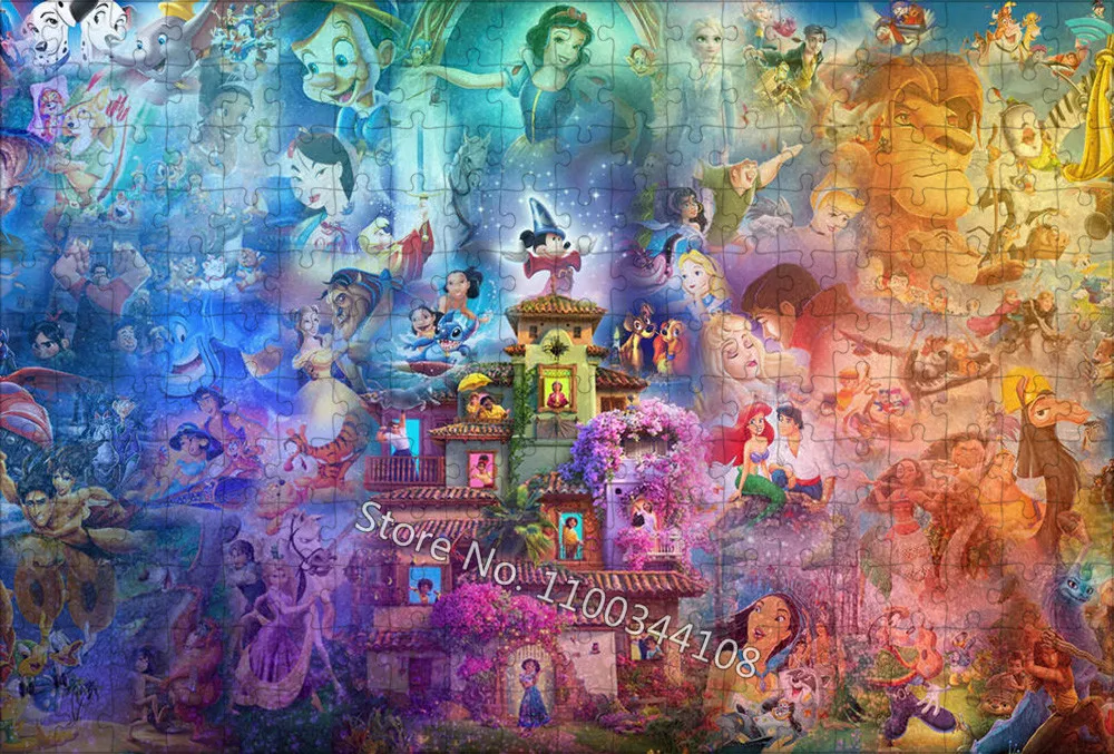 Disney Principessa Topolino Puzzle 300/500/1000 Pezzi Film Classici Assemblaggio Puzzle Gioco di Famiglia Per Bambini Giocattoli Educativi
