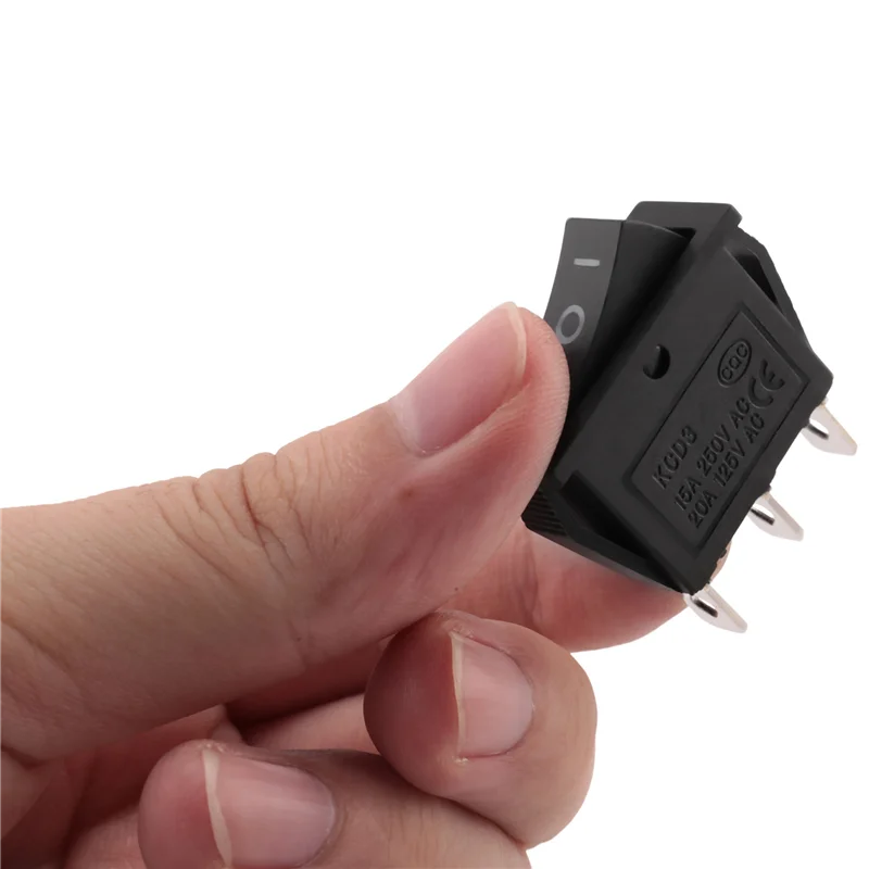 6X AC15A/250V 20A/125V 3 Pin SPDT ON-OFF-ON 3 Position Snap Rocker Switch