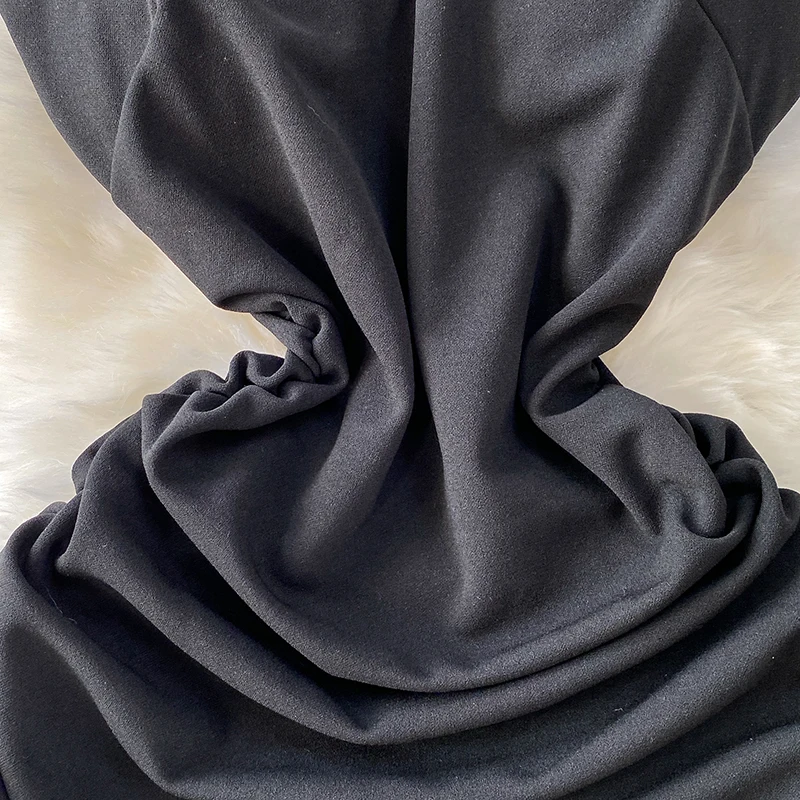 Schwarz Elegante Spaghetti Strap Kleid Frauen Sommer Plissee Dünne Unregelmäßigkeit Party Kleid Weibliche Einfarbig Kurze Slip Kleider