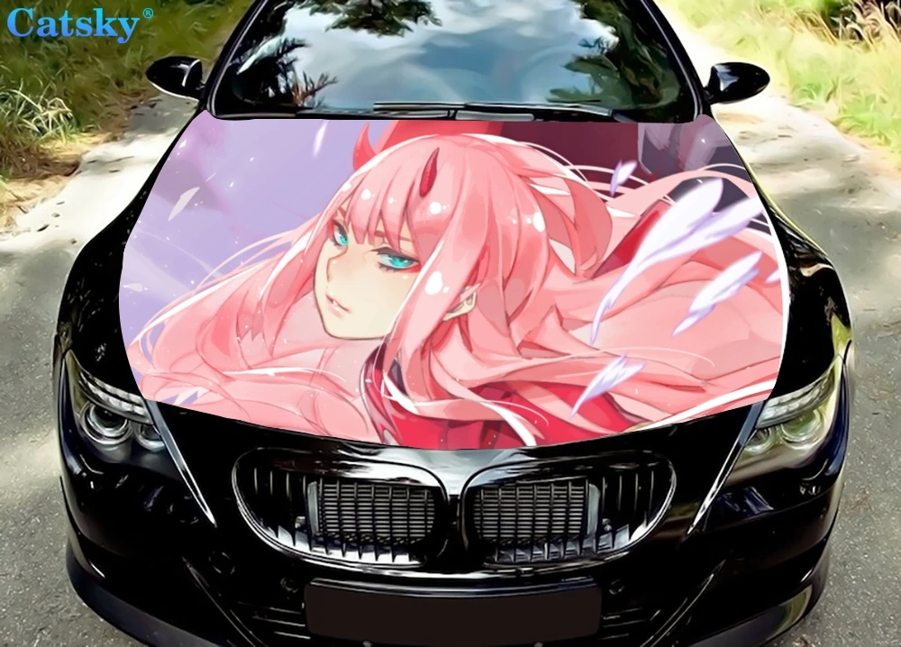 FRANXX Zero Two Car Hood Sticker,Custom Car Hood Decoration,Hood Protection Cover,Vinyl Car Sticker,Car Body Side Color Decal