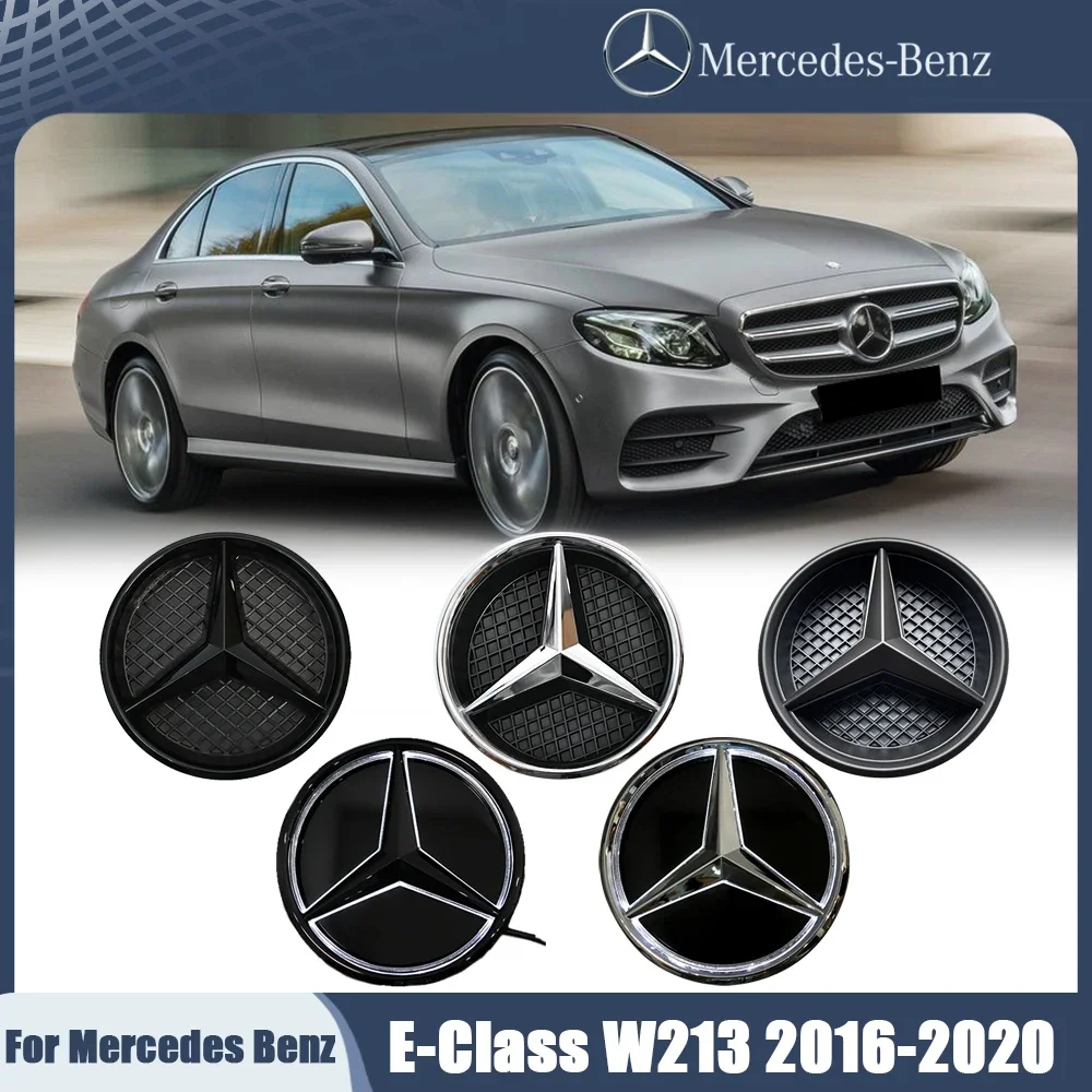 

Glossy Black Illuminated Star Badge Logo Front Grille LED Emblem White Light For Mercedes Benz E-Class W213 16-20 E250 E300 E350