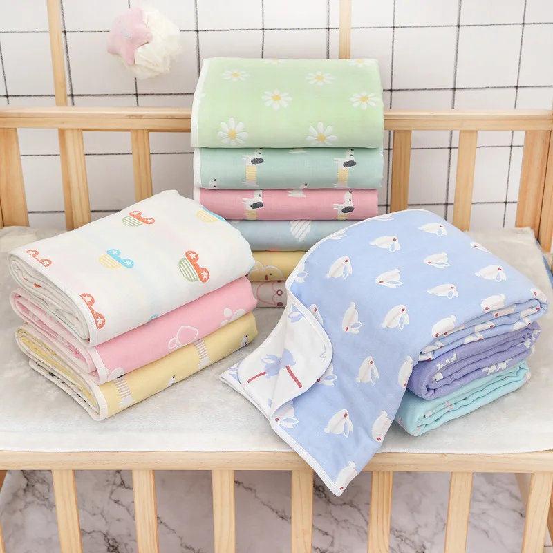 HoneyNone-Couette fine pour bébé, couette pour nouveau-né, serviette de bain en gaze à six couches, couvertures pour enfants, taille 80x80, été