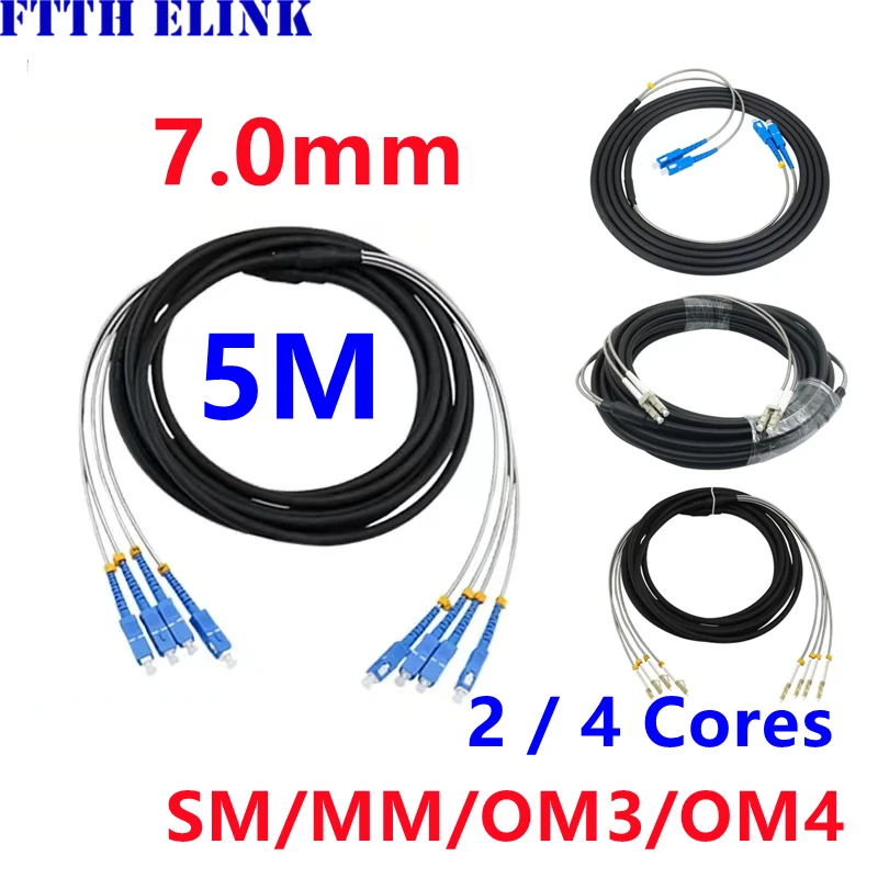 

5m Outdoor CPRI Fiber optic Patchcord 5pcs SM OM3 OM4 OM2 LC SC FC ST 2 cores drop patch cable Singlemode FTTH FTTA jumper