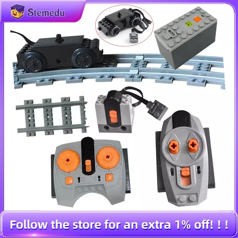 Building Blocks Train Track For MOC Power Functions Parts Motor Battery Box Infrared Speed Remote Control Receiver for Legoeds