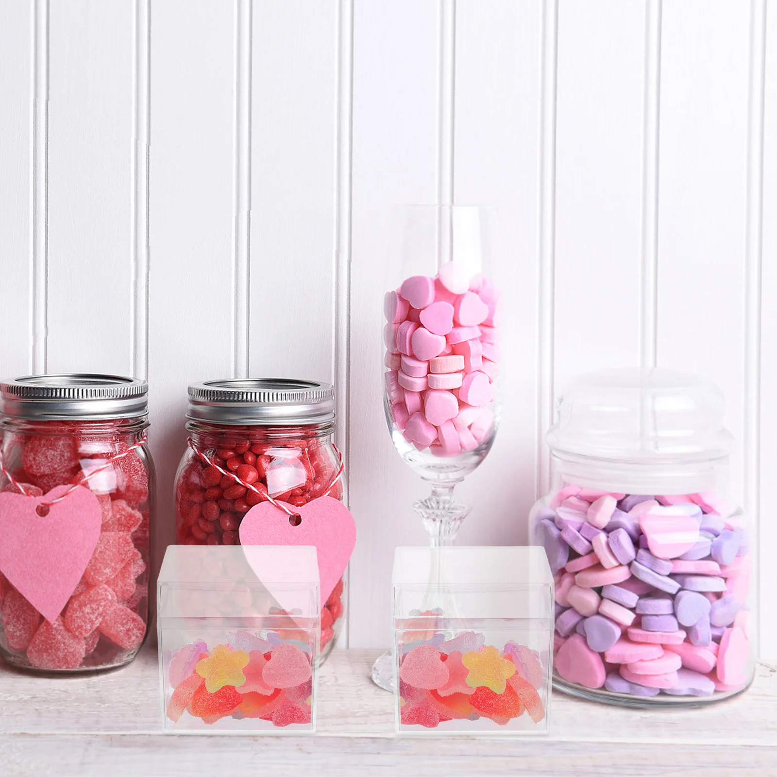 

24Pcs Clear Square Box with Lid Transparent Plastic Container for Jewelry Storage Candy Packaging Small Essentials Organizer