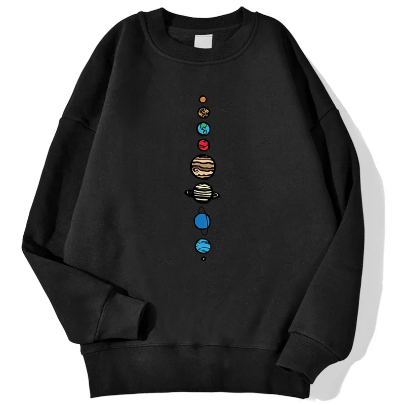 

Nine Planets universe solar systemprinted men pullover fashion casual hooded loose crewneck sweatshirts autumn fleece streetwear