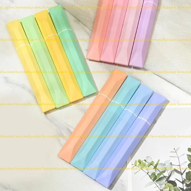 مجموعة R1WD مكونة من 4 أقلام تحديد ذات طرف ناعم محفور، 4 أقلام تحديد ملونة للتدوين اليومي لسكرابوكينغ والترميز اللوني #4