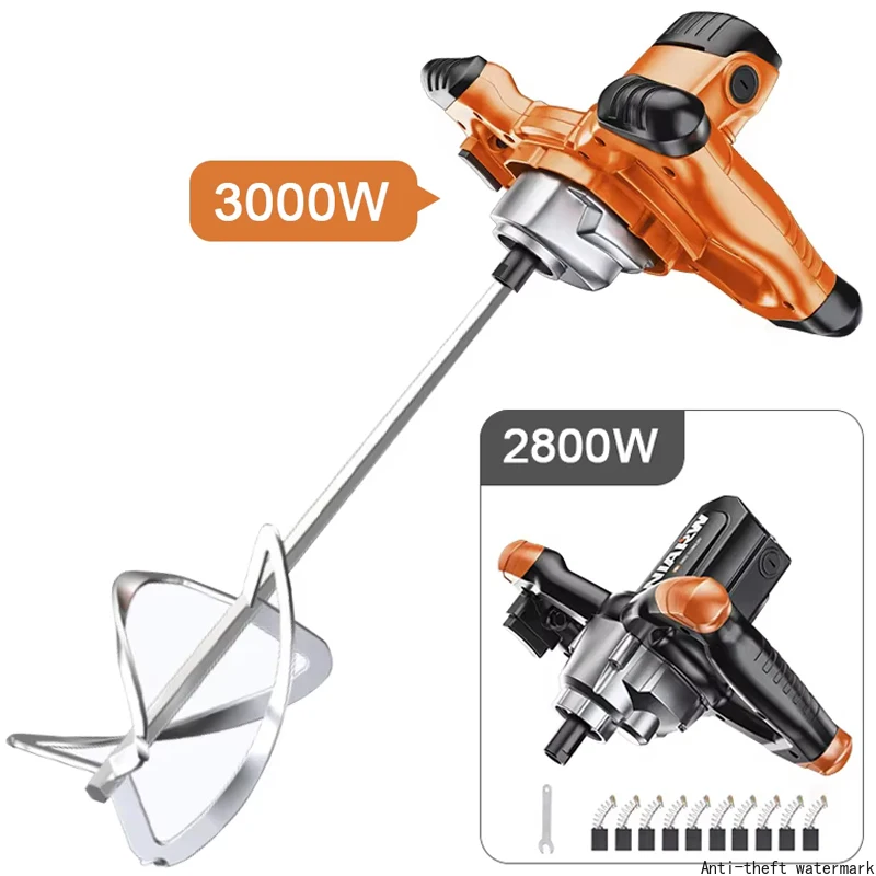 

3000W/2800W Industrial Cement Mixer 220V 6 Speeds Adjustable Handheld Paint Putty Powder Cement Plaster Mortar Coating Mixer