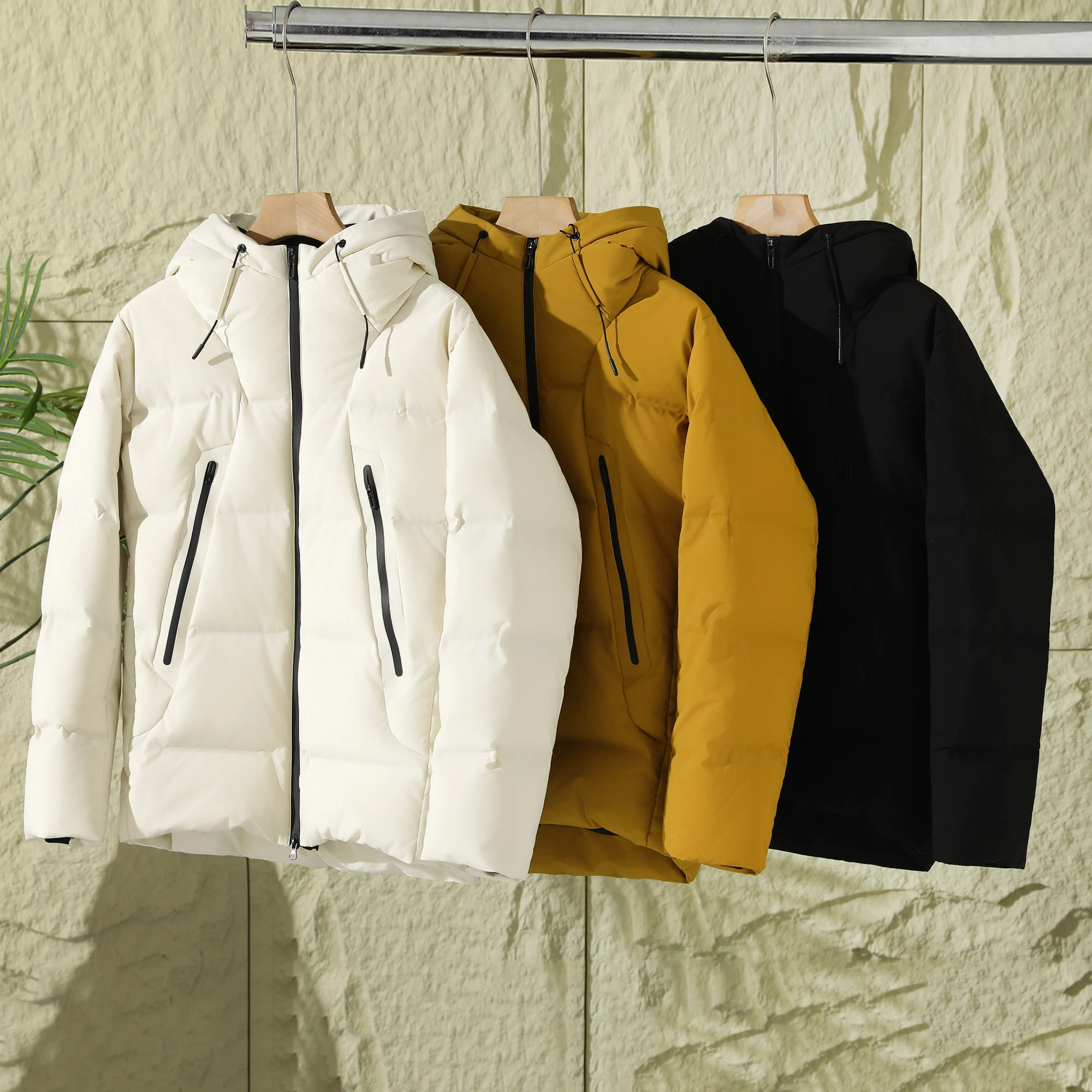 

Trade King High Loosen Warmth Winter Men's Outdoor Hooded down Jaet Youth Casual Sle Thiened Du Feather Padded Coat