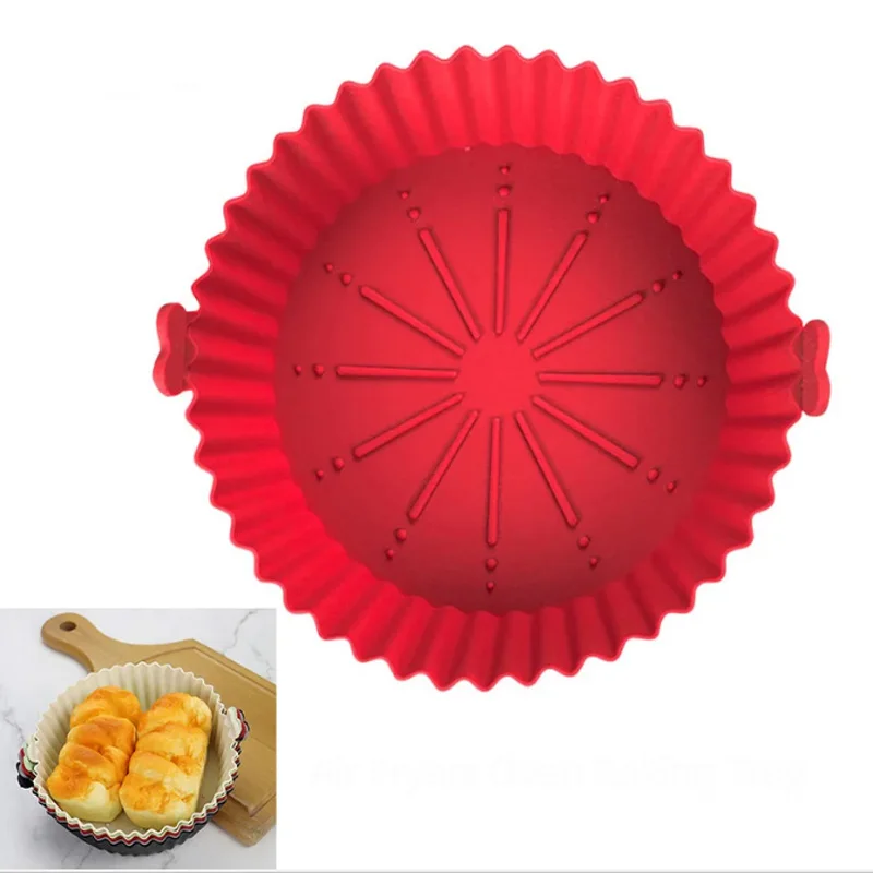 Silicone Air Fryer Baking Tray Reusable Baking Basket Grill Pan Food-grade Non-stick Fryers  Baking Pan Kitchen Accessories