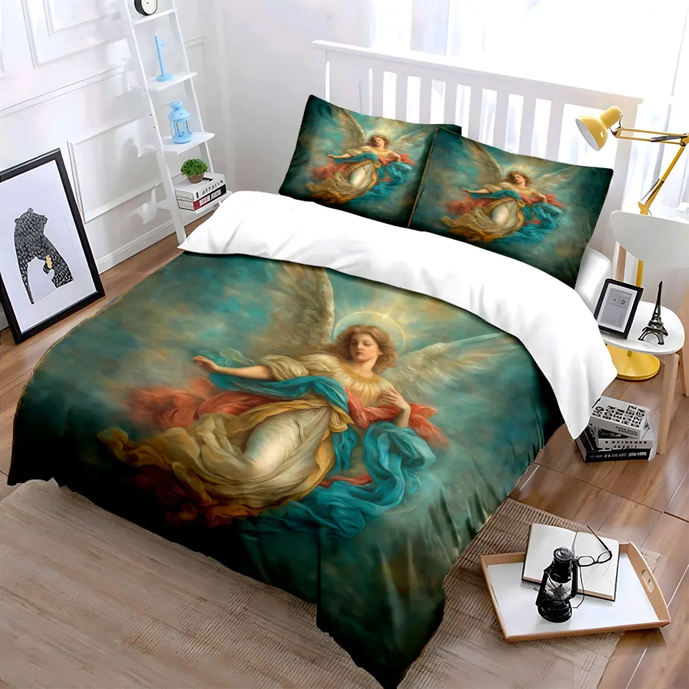 Elegant Angelic Artwork Set Soft Skin-Friendly Bedding Set Includes 1 Duvet Cover And 2 Pillowcase, Gift