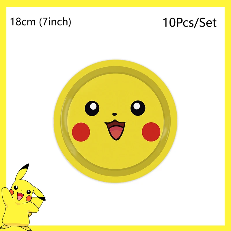 Pokemon Birthday Party Decoration Pikachu Balloons Disposable Tableware Cup Napkin Plate Tablecloth Baby Shower Cake Topper Flag