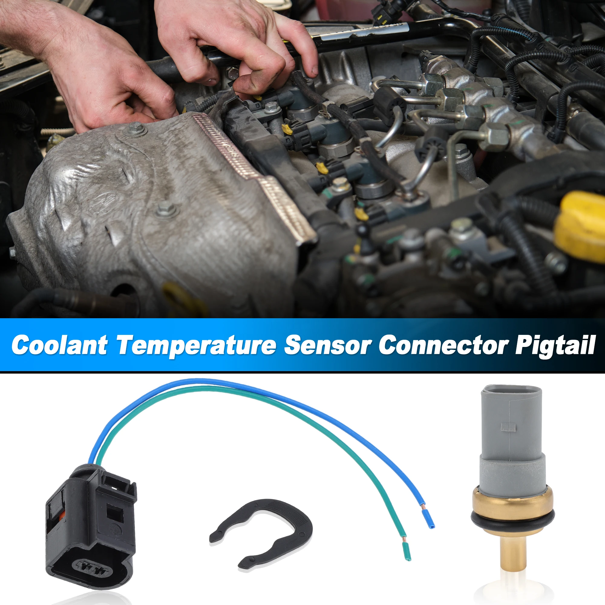 UXCELL No.06A919501 Water Coolant Temperature Sensor W/Connector Harness Pigtail for VW Passat Beetle for Porsche