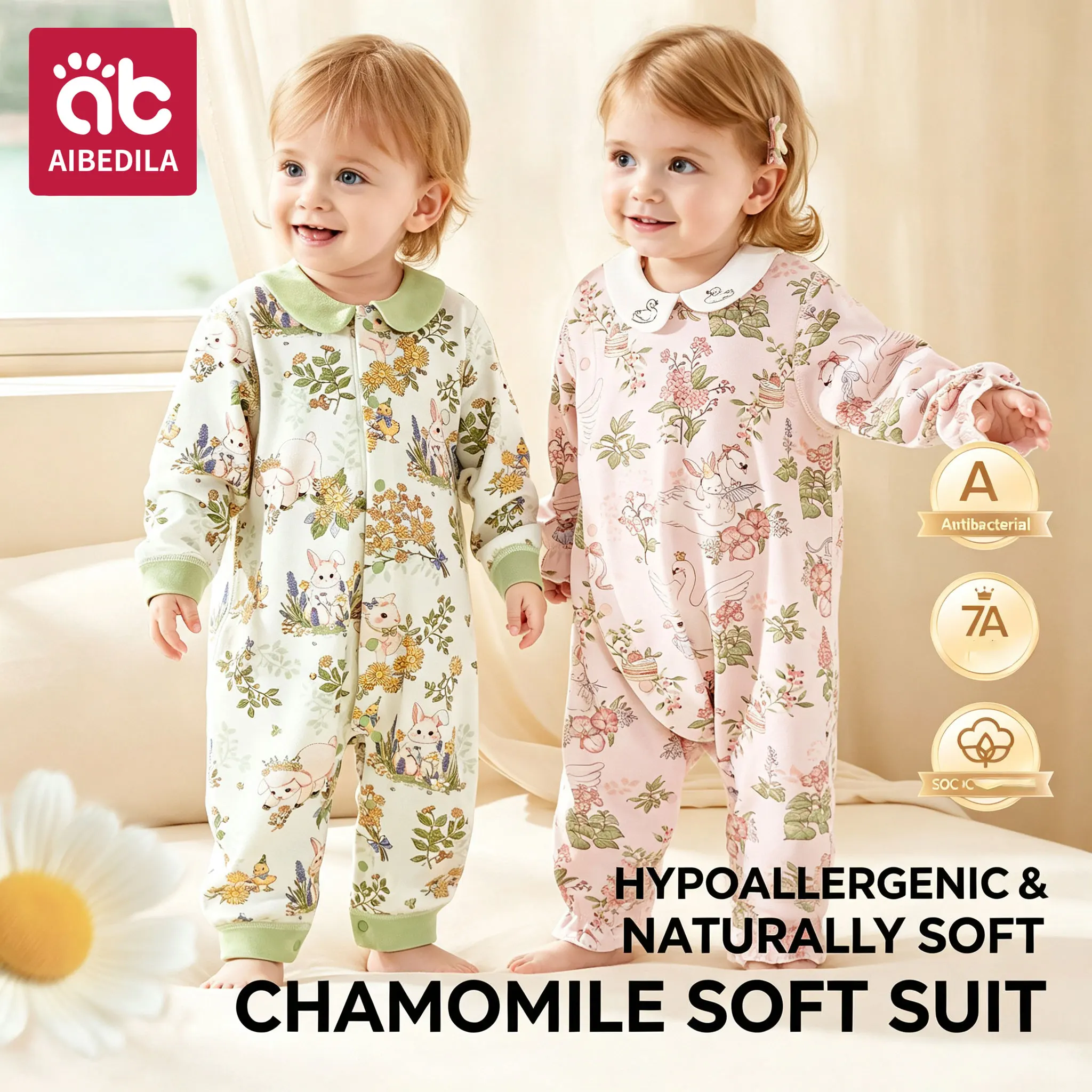 AIBEDILA A‑Class Baby Long Sleeve Jumpsuit Cute Infant Boys Girls Romper Autumn Winter Sleepwear for Daily & Outdoor Going‑out