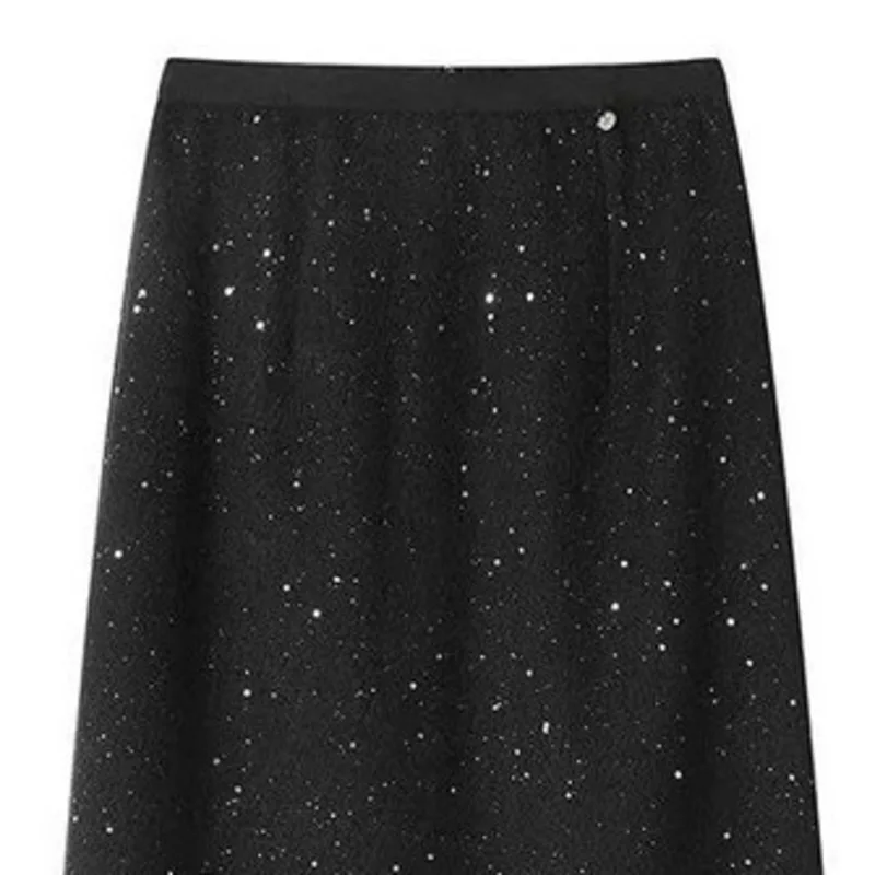 Jupe longue en Tweed pour femmes, élégante, bureau, dos fendu, moulante, nouvelle collection automne hiver