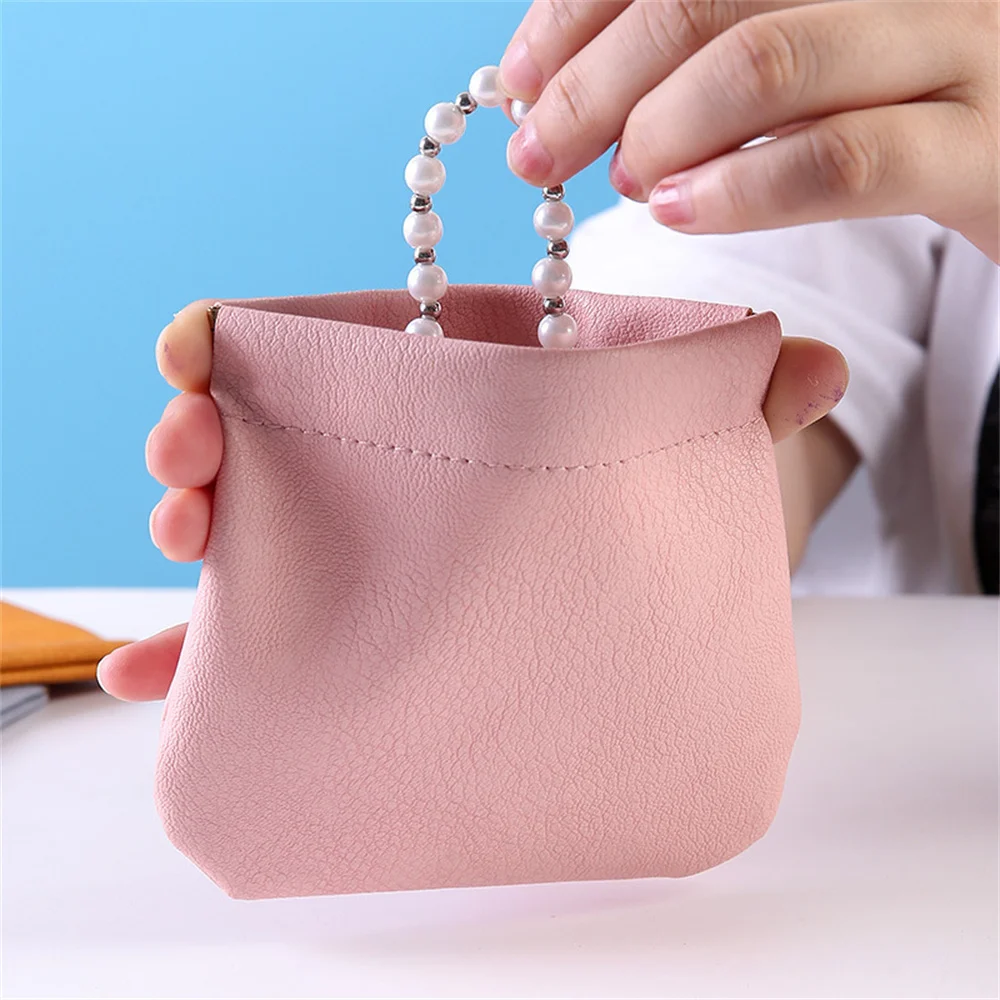 1Pcs Minimalist Mini Storage Bag PU Coin Purse Jewelry Small Storage Pouch Small Cosmetics Bag Lipstick Pouch Small Bag