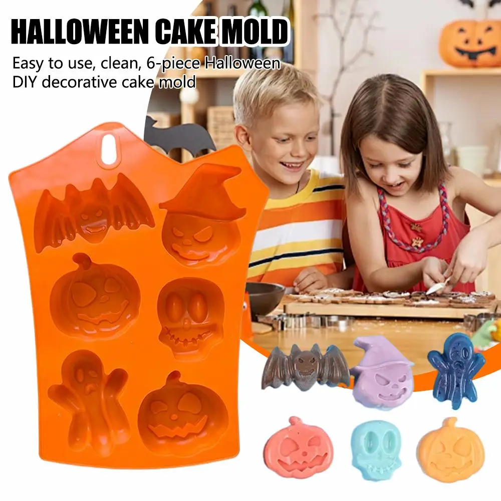 Halloween Moulds Nonstick Silicone Pumpkin Mold Skull Bat Ghost Shape Chocolate Candy Mold Baking Cake Pudding Cookie Cupcakes