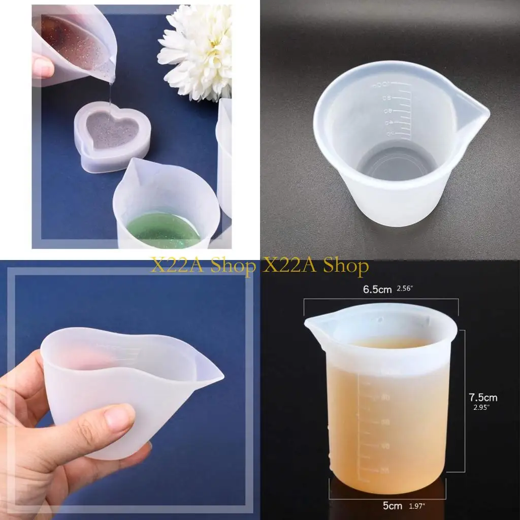 

Unique 100ml Resin Cup Non-Stick Silicone Cup Silicone Measuring Cup Reusable Mixing Cup with Precise Scale for DIY Jewelry