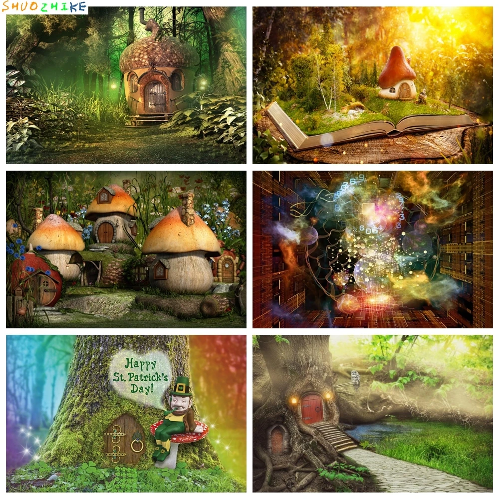 شجرة الغابات الخضراء منزل حكاية العشب ضوء الطفل الطفل صورة خلفيات الصور الخلفيات لاستوديو الصور #1