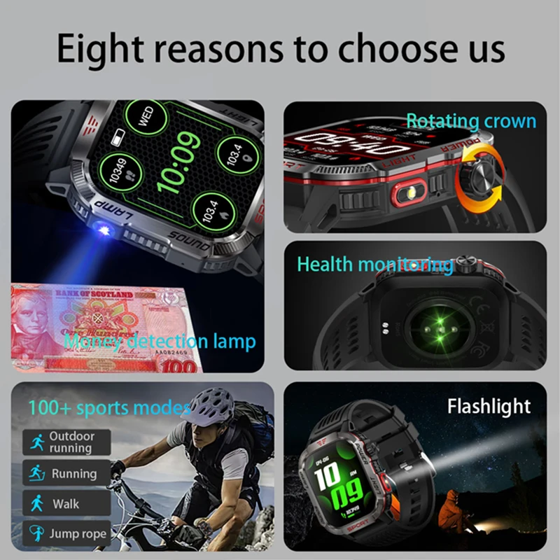 2024 neu für Xiaomi Outdoor Militär Smartwatch Männer GPS Track Bluetooth Anruf 600mah Batterie Kompass LED Beleuchtung Männer Smartwatch