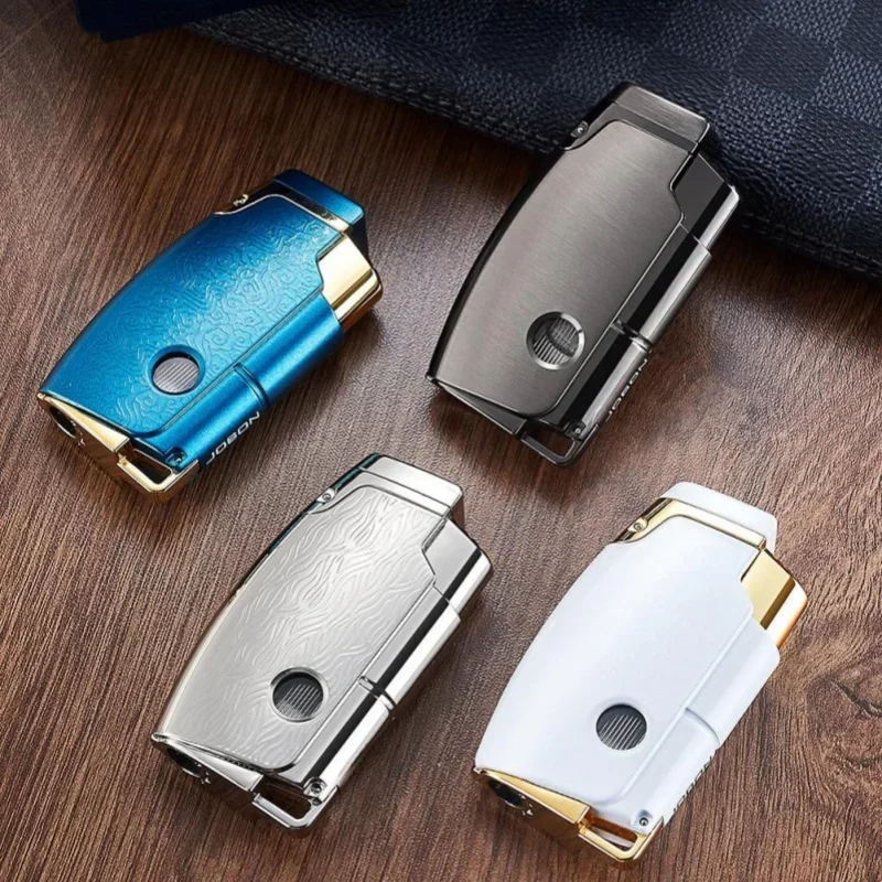 

JOBON Metal Double Jet Flame Turbo Butane Gas Torch Lighter Hidden Cigar Drill Visible Gas Window Windproof Cigar Lighters Tools