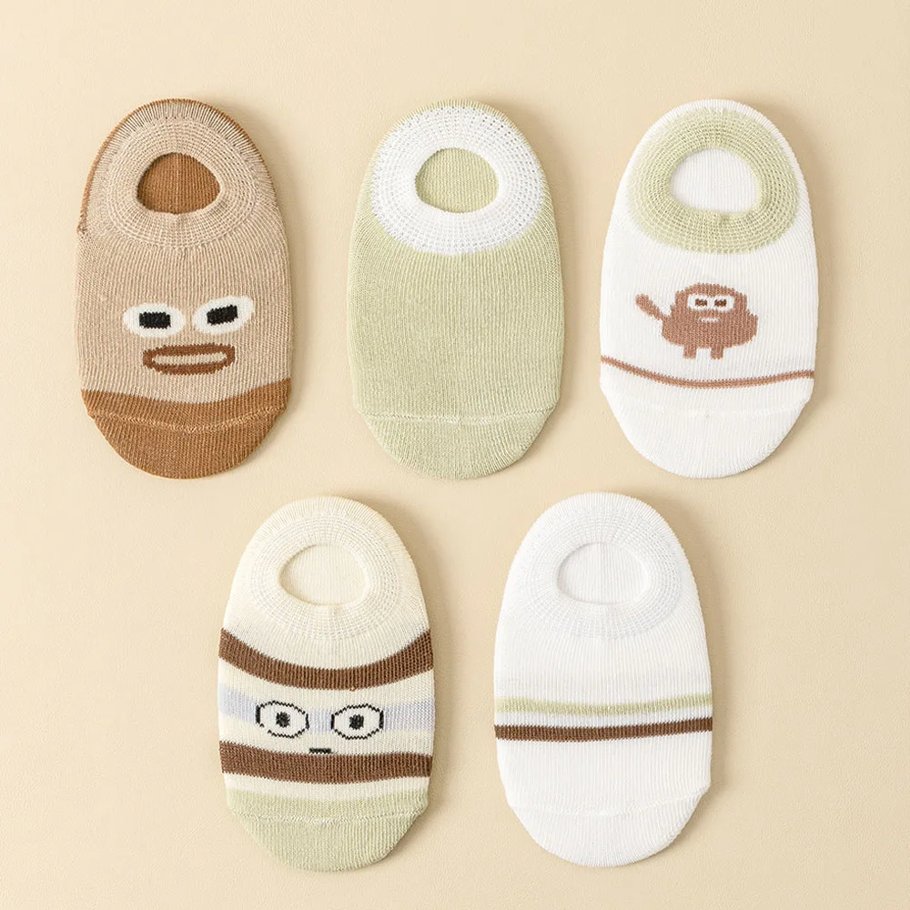 

5 Pairs Baby Socks Funny Pattern Cute Short Socks for Boys and Girls Four Seasons Comfortable Breathable