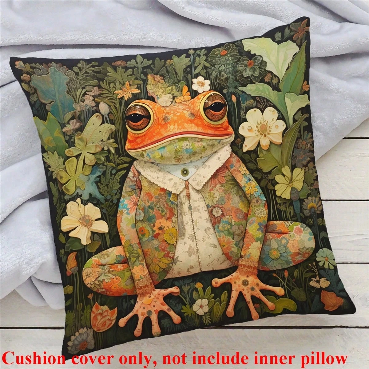 1 Stück Boho Cottagecore Frosch Dekorativer Kissenbezug, 2D-Druck Polyester Kissenhülle für Sofa Bett Auto Büro Heim Dekoration