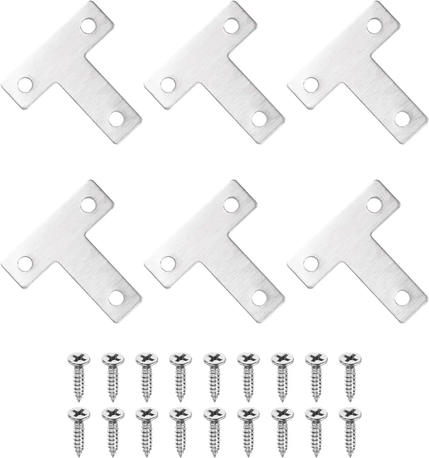 Stainless steel T-shaped corner connector, furniture fixture, furniture fastener, with screws, suitable for cabinets, chairs