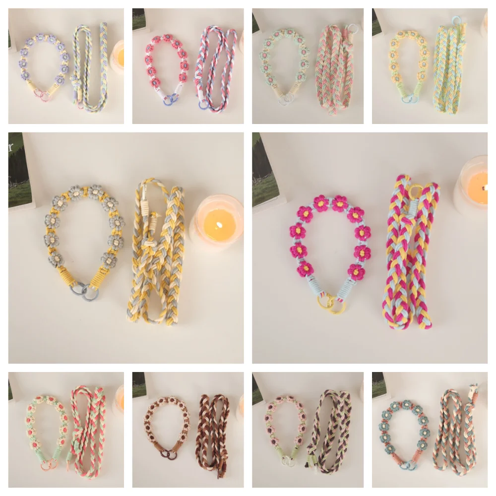 

Crossbody 2 in 1 Long Boho Phone Case Rope Cellphone Strap Lanyard Phone Wristband Crochet Macrame Wrist Lanyard Keyring